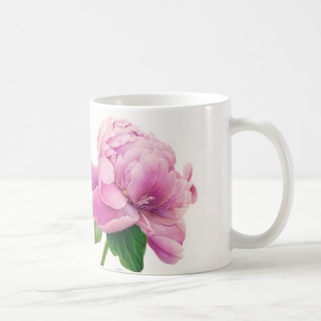 Rosa Pfingstrose auf Tasse (Rechts)