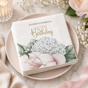 Rosa Pfingstrose Floral 30. Geburtstag  Serviette