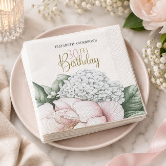 Rosa Pfingstrose Floral 30. Geburtstag Serviette