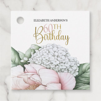 Rosa Pfingstrose Floral 60. Geburtstag Geschenkanhänger