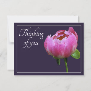Rosa Pfingstrose Navy-Farbhintergrund Ich denke an Postkarte