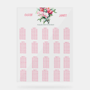 Rosa Pfingstrose und Eukalyptus Hochzeits-Sitzplan Acrylschild