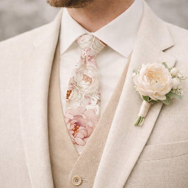 Rosa Pfingstrose Wasserfarben Florale Hochzeit Krawatte
