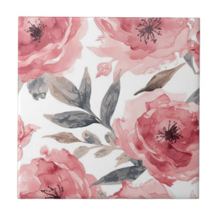 Rosa Pfingstrosen Aquarell Florale Botanische Bema Fliese