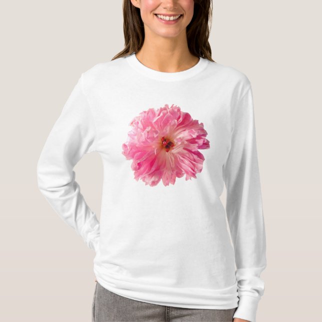 Rosa Pfingstrosen-Blume T-Shirt (Vorderseite)