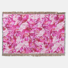 Rosa Pfingstrosen-Blumen-Fransen-Decke Decke