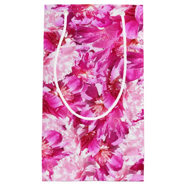 Rosa Pfingstrosen-Blumen-Geschenk-Tasche Kleine Geschenktüte (Vorderseite)