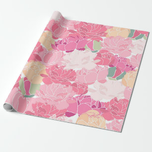 Rosa Pfingstrosen Blumengarten Weibliche Blumen Geschenkpapier