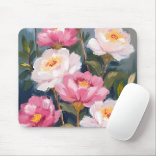 Rosa Pfingstrosen-Blumenstrauß Aquarell Mousepad