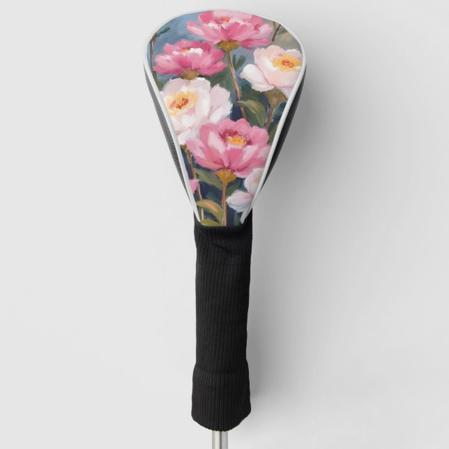 Rosa Pfingstrosen-Blumenstrauß Golf Headcover (Vorderseite)