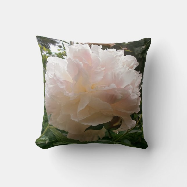Rosa Pfingstrosen-Blüte Kissen (Vorderseite)