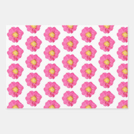 Rosa Pfingstrosen-Botanik-Flachblatt-Geschenkverpa Geschenkpapier Set