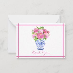 Rosa Pfingstrosen-Chinoiserie-Vase Dankeschön Mitteilungskarte