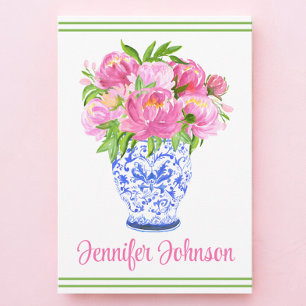 Rosa Pfingstrosen-Chinoiserie-Vase-Grenze Personal Dankeskarte