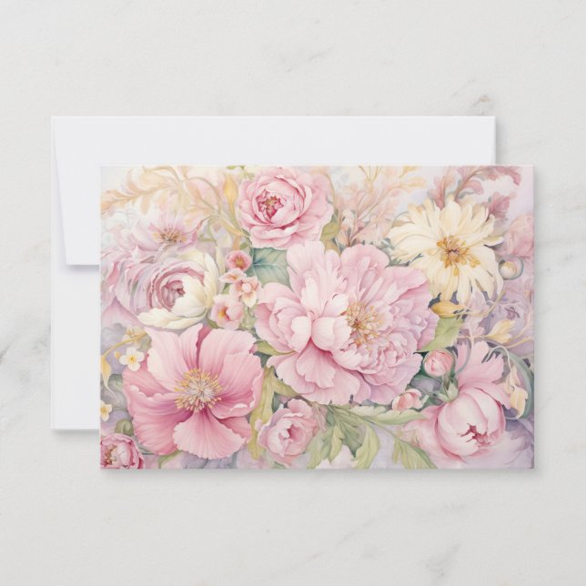 Rosa Pfingstrosen Flachkarte Dankeskarte (Vorderseite)