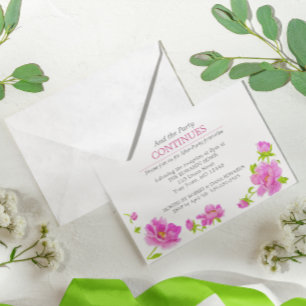 Rosa Pfingstrosen Florale Grüne After Party Einlad Einladung