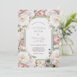 Rosa Pfingstrosen Florale Hochzeitseinladung Einladung
