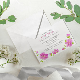 Rosa Pfingstrosen Florale Silber After Party Einla Einladung