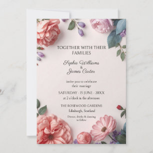 Rosa Pfingstrosen-Garten-Hochzeitseinladung Einladung