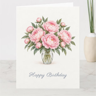 Rosa Pfingstrosen-Geburtstag Karte