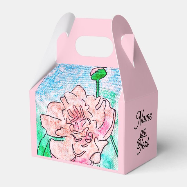 Rosa Pfingstrosen Geschenkbox Geschenkschachtel (Vorderseite)