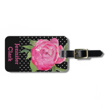 Rosa Pfingstrosen-Gewohnheits-Gepäckanhänger