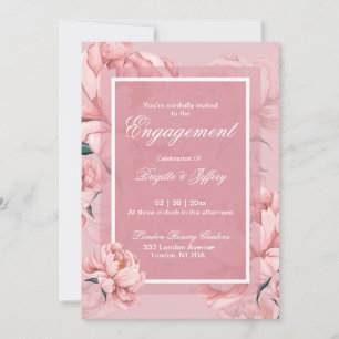 Rosa Pfingstrosen-Hochzeit Einladung