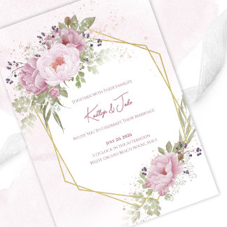 Rosa Pfingstrosen-Hochzeitseinladung Einladung