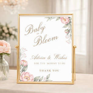Rosa Pfingstrosen in voller Blüte Mädchen Baby Sho Poster