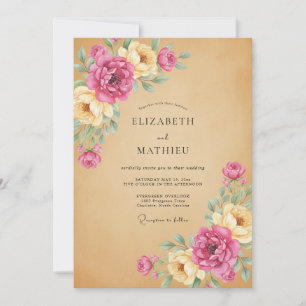 Rosa Pfingstrosen-Kraft-Hochzeit Einladung