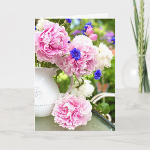 Rosa Pfingstrosen leere Grußkarte Karte