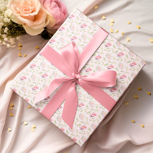Rosa Pfingstrosen mit Bambusblättern Muster Geschenkpapier