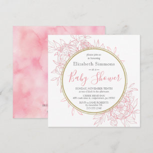 Rosa Pfingstrosen Moderne Florale Toile Baby Showe Einladung