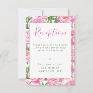 Rosa Pfingstrosen Muster Hochzeitsempfang Einleg Einladung