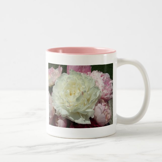 Rosa Pfingstrosen-Pfingstrosen-BlumenTasse Zweifarbige Tasse (Rechts)