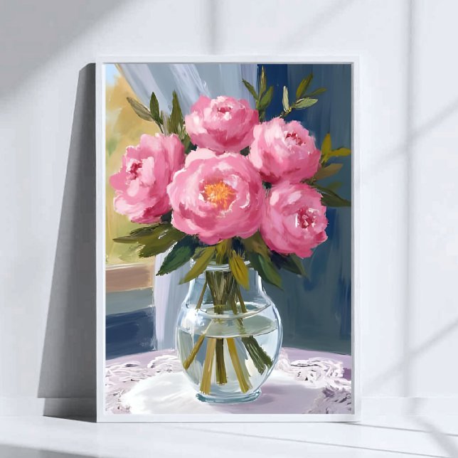 Rosa Pfingstrosen-Sträußchen Aquarell-Blumenmalere Poster (Von Creator hochgeladen)