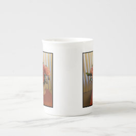 Rosa Pfingstrosen-Sträußchen Bone China Tasse