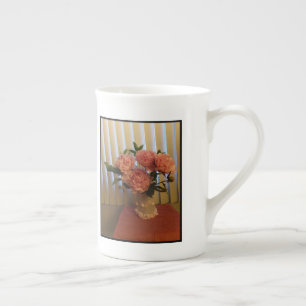 Rosa Pfingstrosen-Sträußchen Bone China Tasse