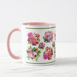 Rosa Pfingstrosen und Blumensträuße Tasse