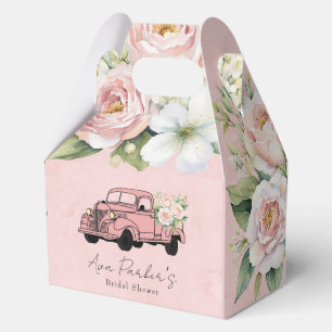 Rosa Pfingstrosen-Vintage-Lkw-Brautdusche Geschenkschachtel
