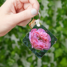 Rosa Pfingstrosenblüte Schlüsselanhänger