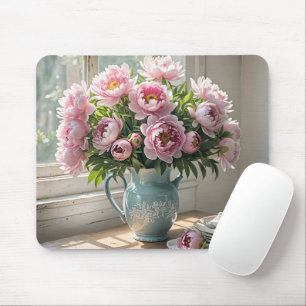 Rosa Pfingstrosenstrauß Mousepad