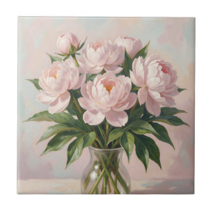 Rosa Pfingstrosenstrauß Romantische Blumen Fliese