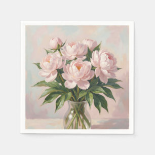 Rosa Pfingstrosenstrauß Romantische Blumen  Serviette