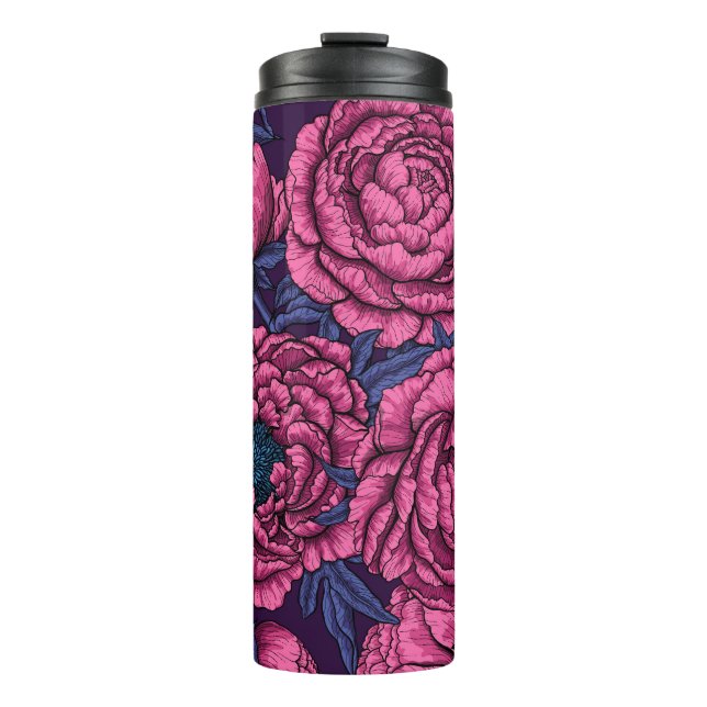 Rosa Pfingstrosenstrauß Thermosbecher (Vorderseite)