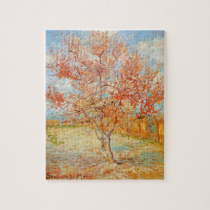 Rosa Pfirsich-Baum Van Gogh im Blüten-Puzzlespiel Puzzle