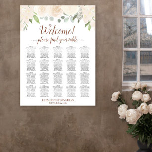 Rosa Pfirsich Blumen 20 Tisch Hochzeit Sitzplan Poster