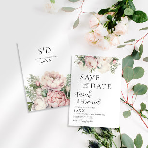Rosa Pfirsich Blumen Elegante Hochzeit Save The Date