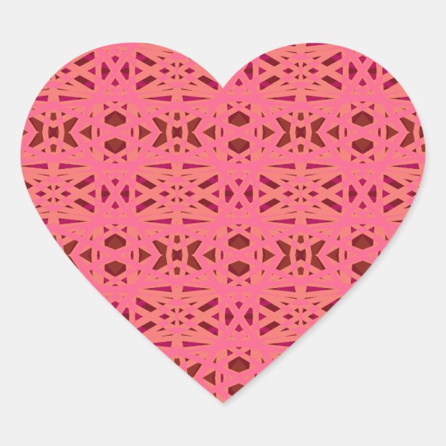 Rosa Pfirsich Braun Kunst-Déco Herz-Aufkleber (Vorderseite)