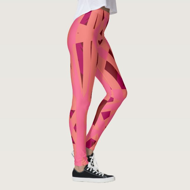 Rosa Pfirsich Braun Kunst-Déco Leggings (Rechts)